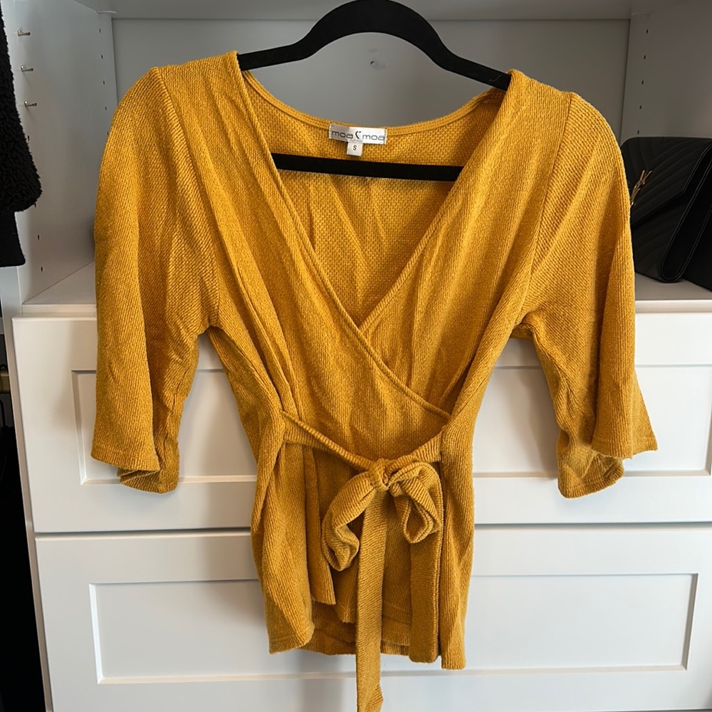 Faux wrap sweater top